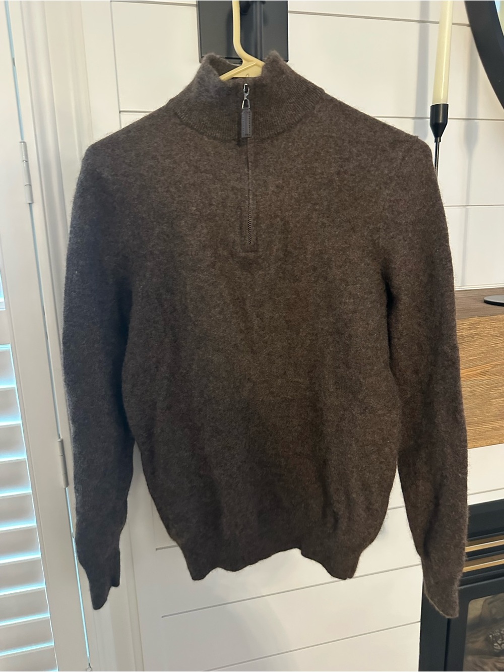 Christian Lacroix 100% CASHMERE Dark Brown Zip Mock Neck Sweater
